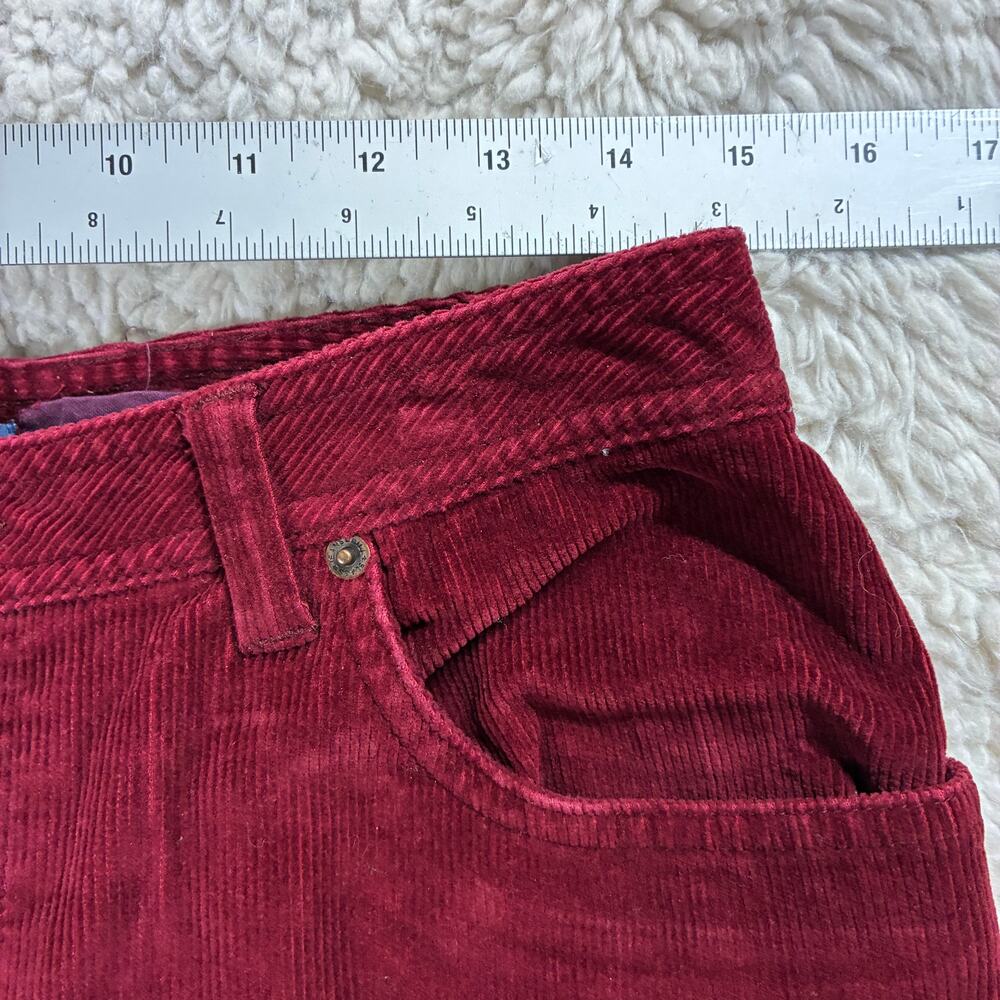 Bill Blass Pants Womens Actual 30 Burgundy Stretch Corduroy High Rise Straight - Picture 8 of 11
